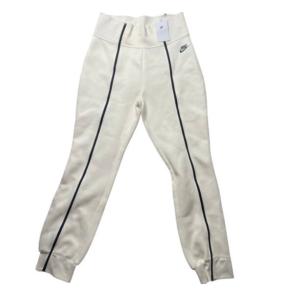 NWT Nike Tech Fleece High Waist Slim Zip Pants White Sz Large Women's Athleisure - Picture 1 of 6